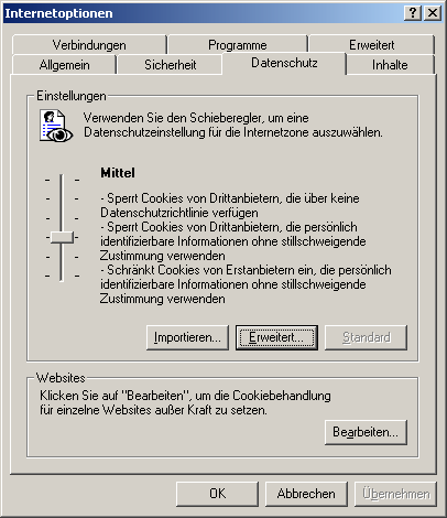 Cookie-Einstellungen beim Internet Explorer