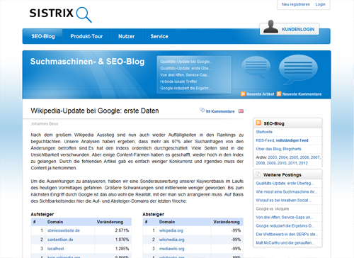 Sistrix über das Wikipedia-Update