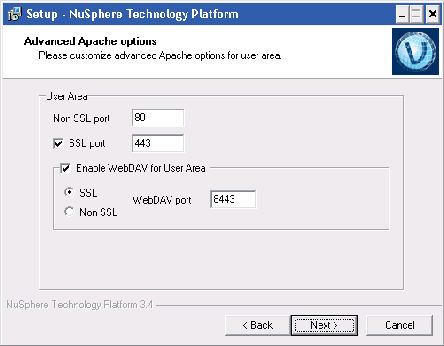 Auswahl der Ports auf denen der Apache nach der Installation lauscht