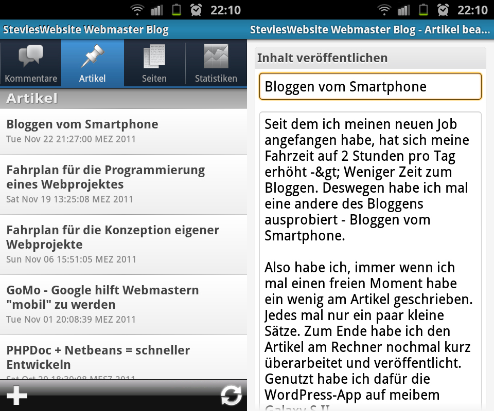 WordPress App auf Android WordPress App auf Android