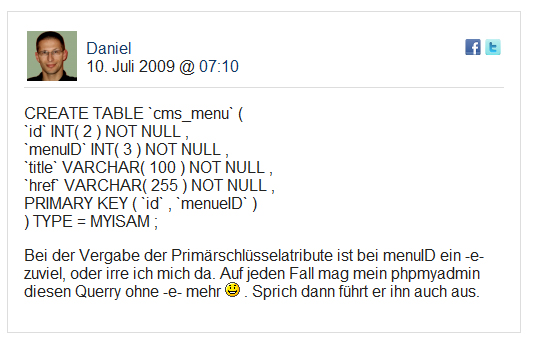 Kommentare mit sozialen Profilen