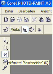 'Ausschnittssucher' (Beschneiden) in der Hilfsmittelpalette