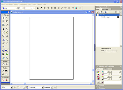 Die Programmoberfläche von FreeHand MX