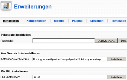 Installieren und Deinstallieren von Erweiterungen