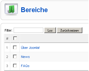 Übersicht der Bereiche für Beiträge