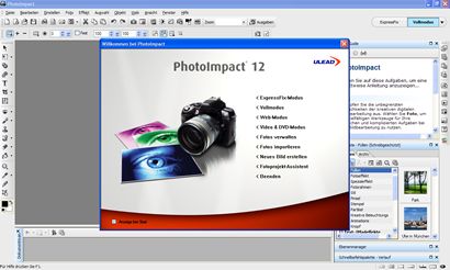 PhotoImpact 12 Willkommens Bildschirm