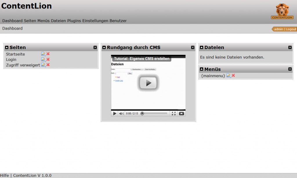 ContentLion Dashboard stand 1.7.2010