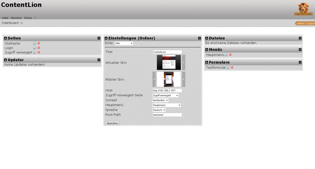 Aktuelles Backend