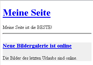 Der mit XSLT formatierte Newsfeed