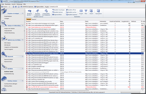 Backlink Tabelle