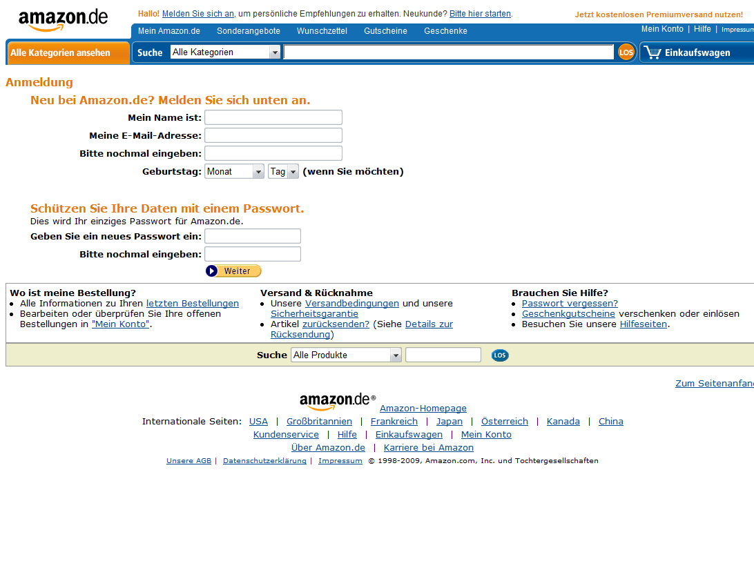 Amazon Anmeldung