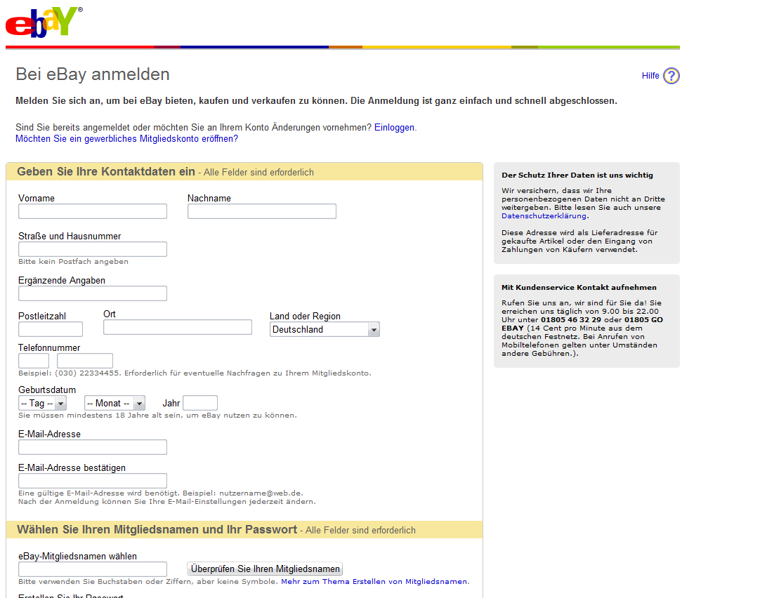 Ebay Anmeldung