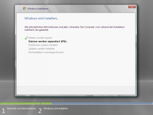 Windows Server 2008 wird installiert