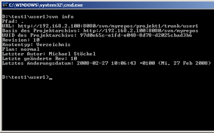 Ausgabe des svn info-Kommandos