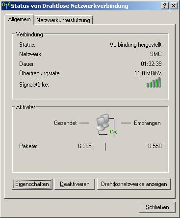 Konfigurationsoberfläche bei einem WLAN-Adapter