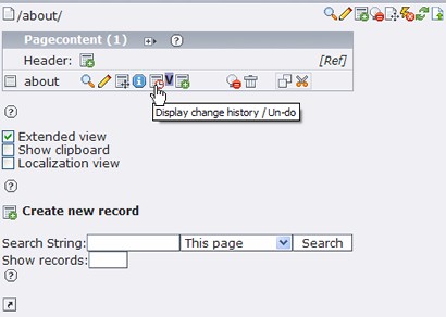 Die Display change history Funktion