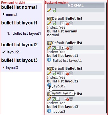Einfügen von Listen in Typo3